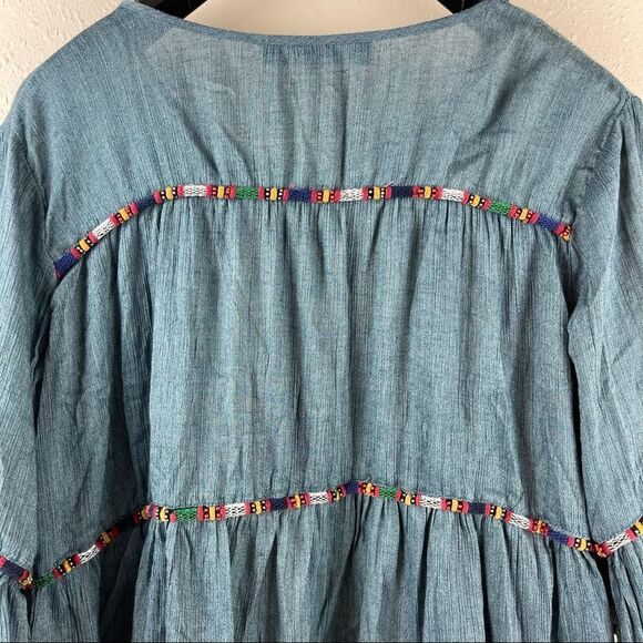 Zara Woman Boho Tiered Open Front Tassle Top Size Medium - Picture 7 of 7